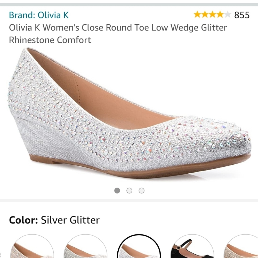 Rhinestone silver wedge